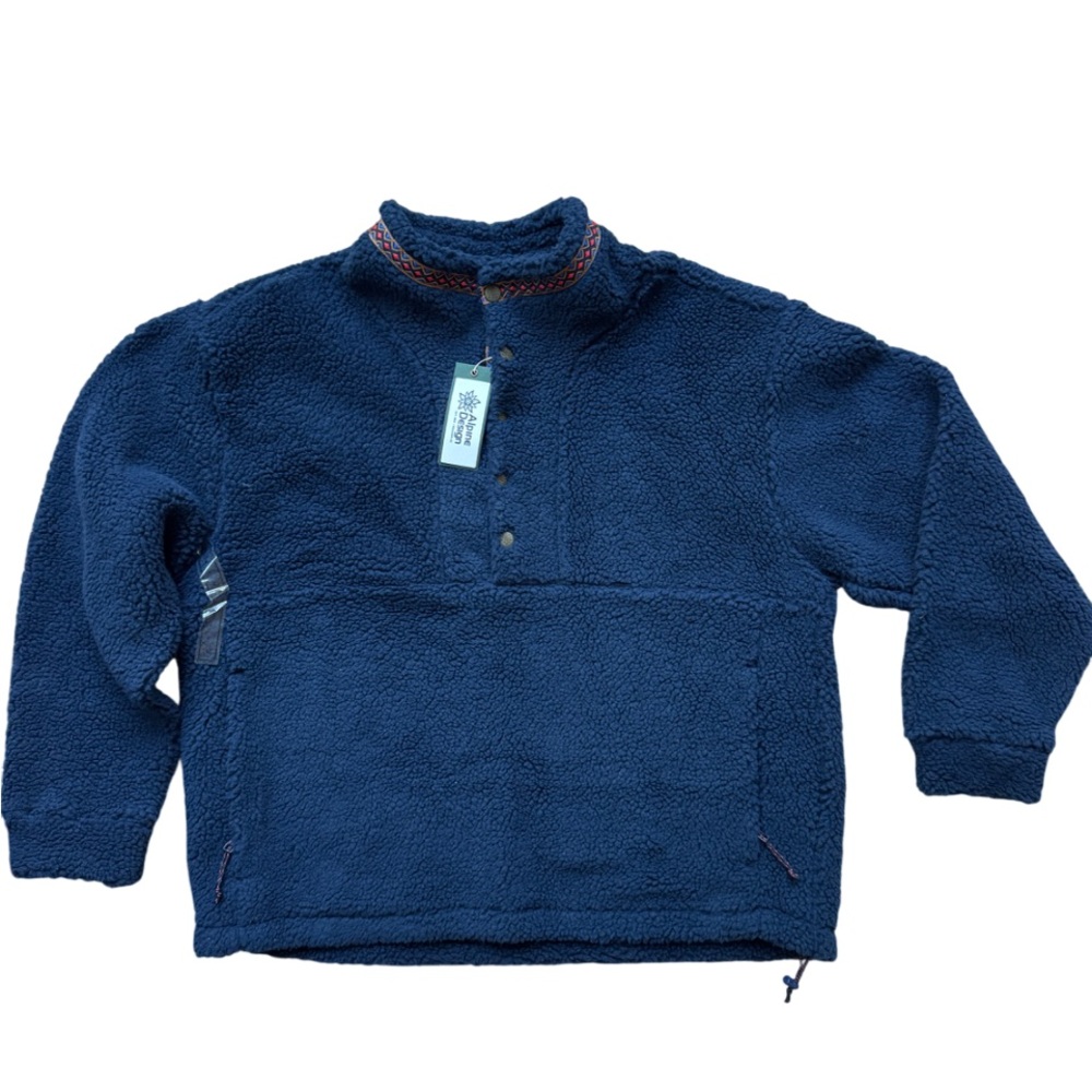 NWT Alpine Design Women's 1/4 Snap Sherpa Pullover - Vintage Blue